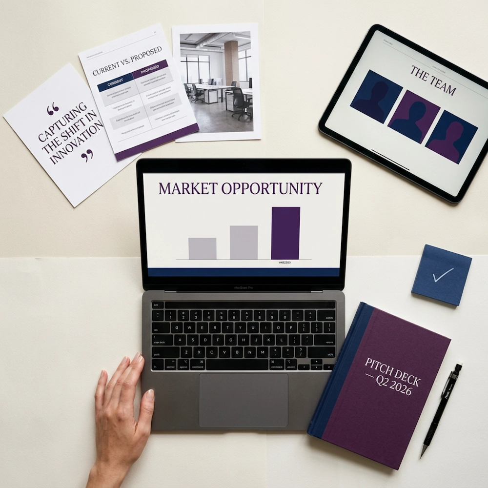 Pitch decks and presentation slides